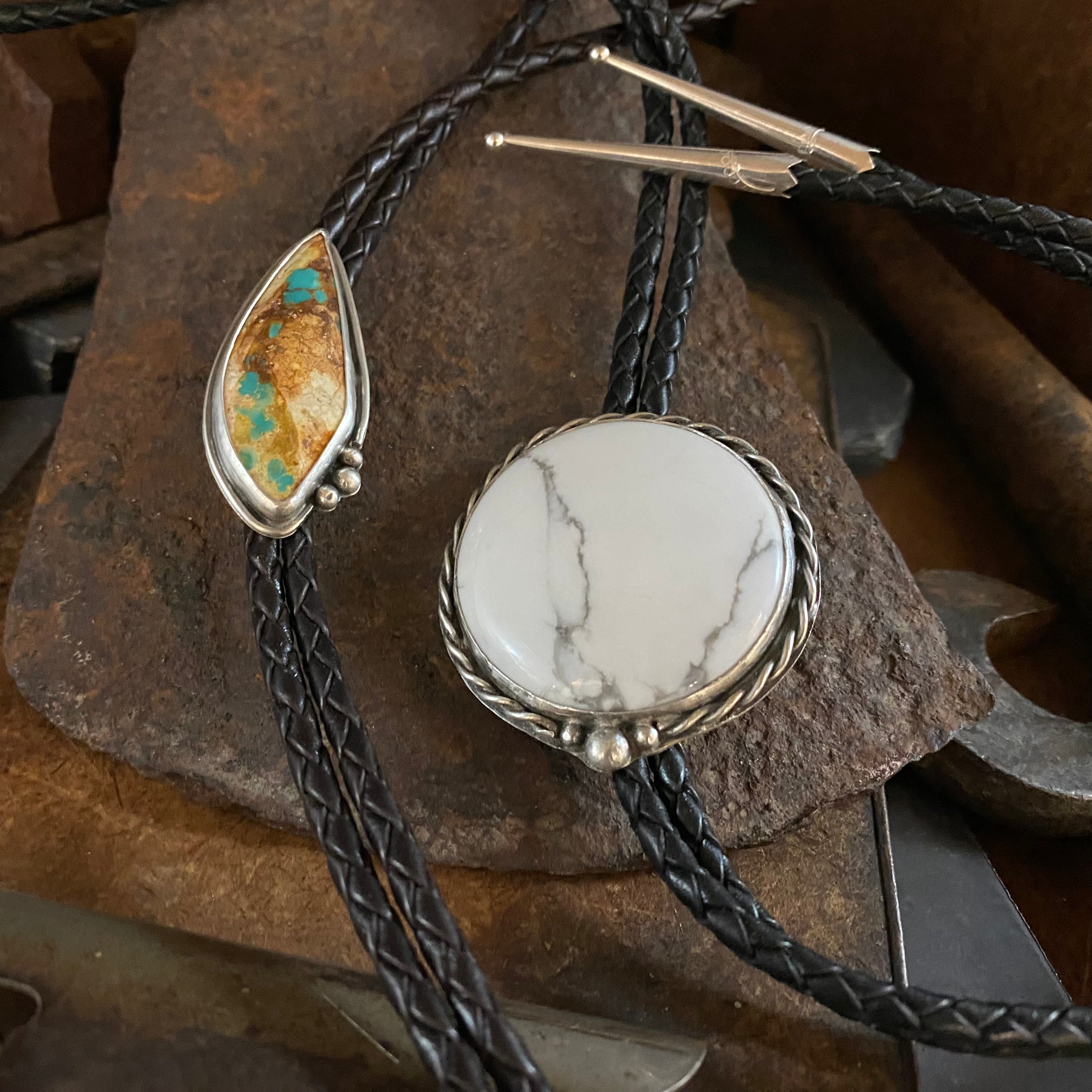 silver turquoise stone bolo tie class Salt Lake City, Ut B Golden Jewelry School