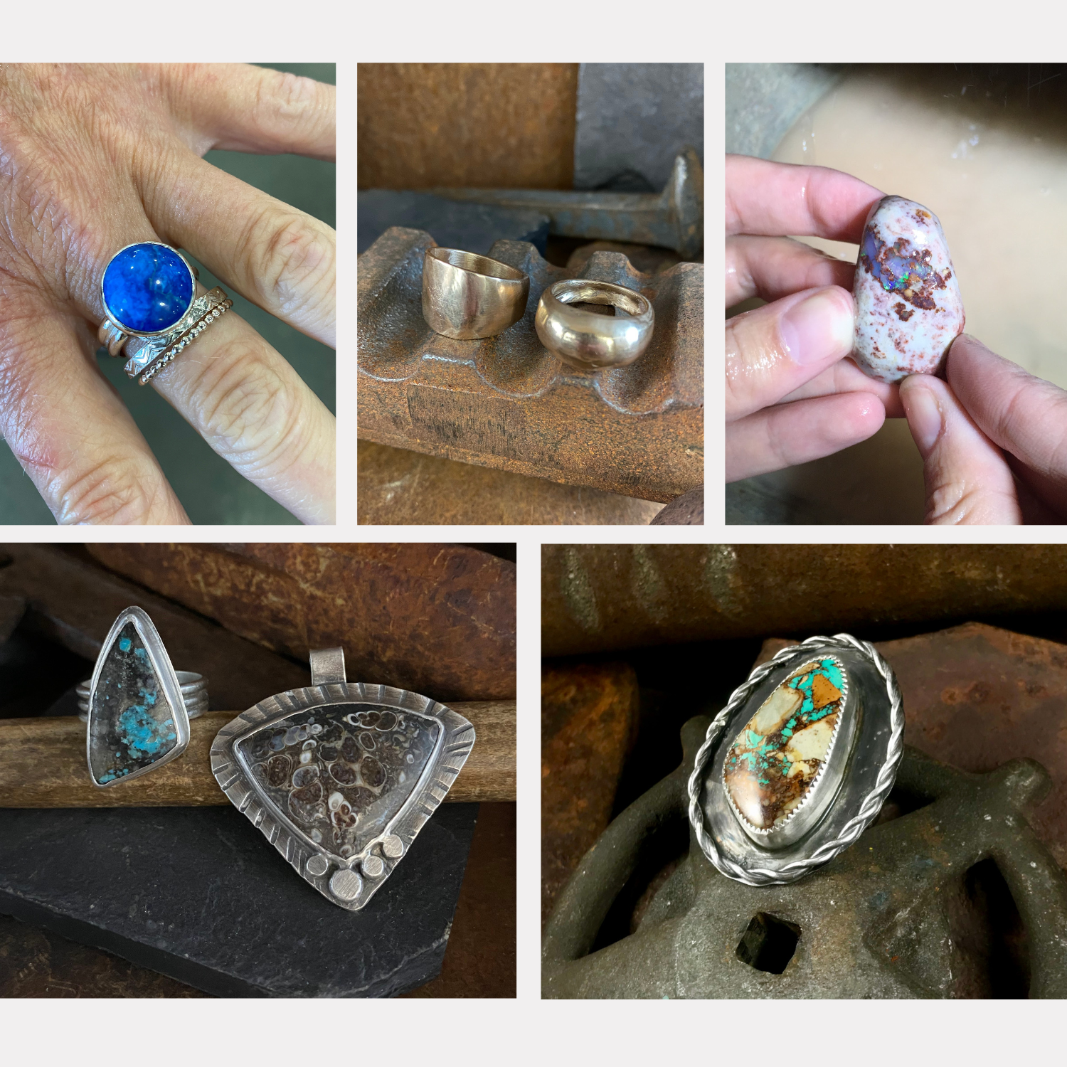 Jewelry making classes including metalsmithing / silversmithing, lapidary, casting, inlay