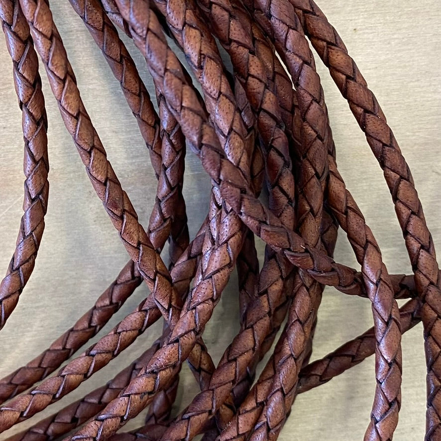 Bolo Cord; Machine-Braided Leather 4mm Bolo Cord
