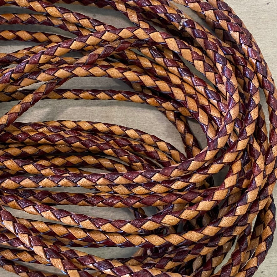 Bolo Cord; Machine-Braided Leather 4mm Bolo Cord