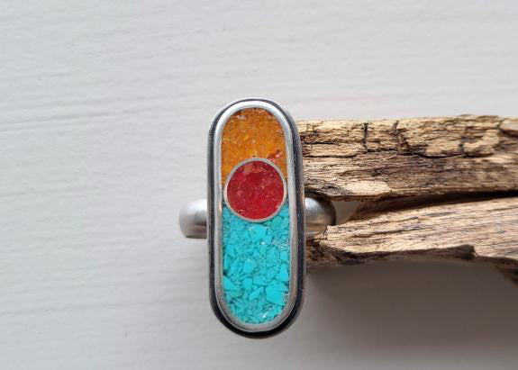 stone inlay design ring