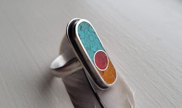 stone inlay design ring