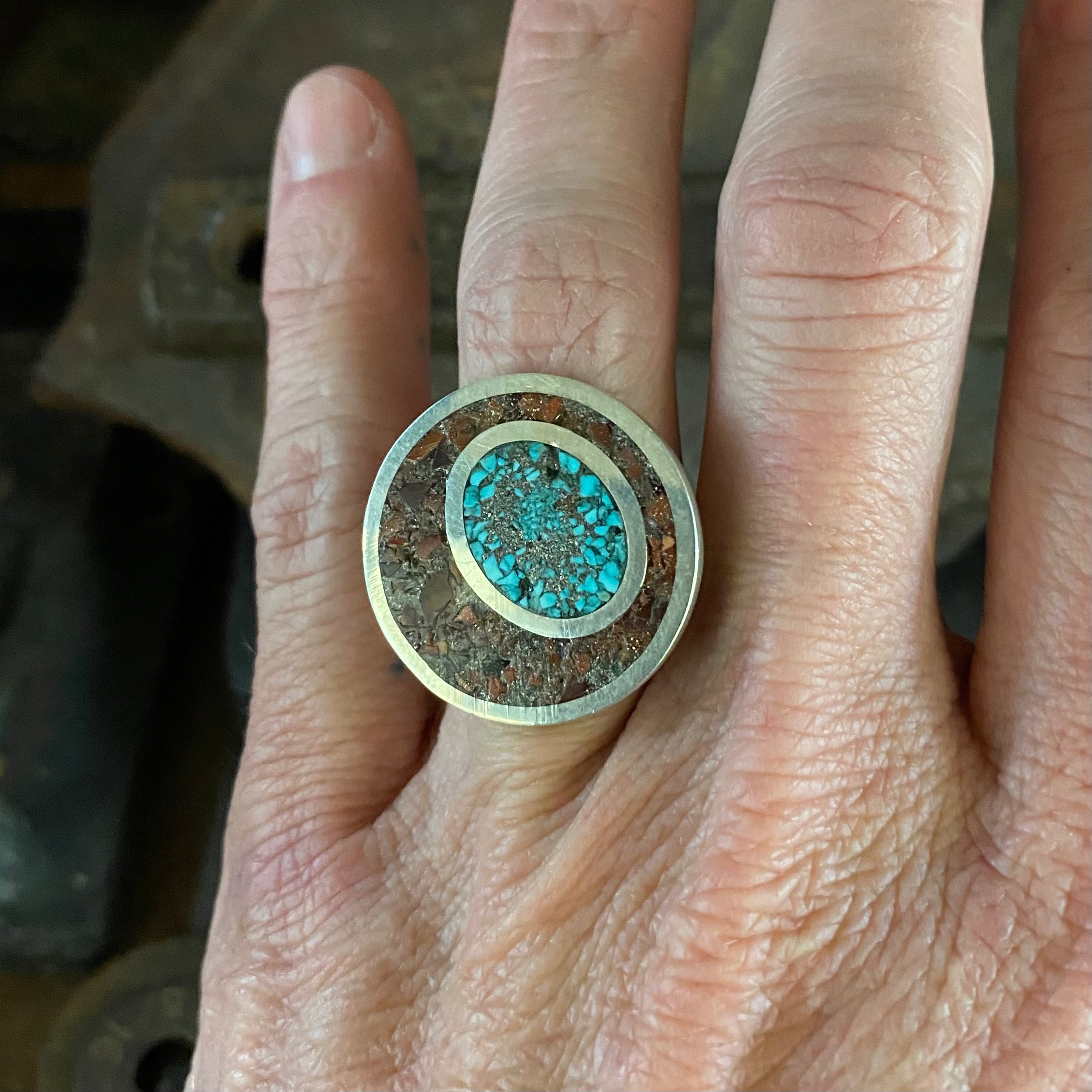 stone inlay design ring
